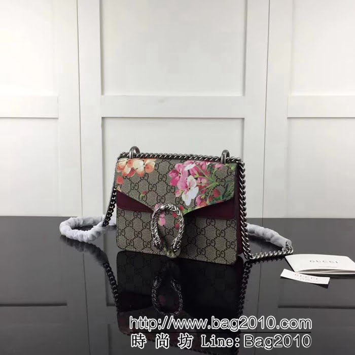 GUCCI古馳原單 新款爆款專櫃品質原版皮質花膠 棗紅421970單肩斜挎包 HY1039